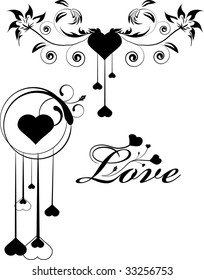 a set of vector floral love art