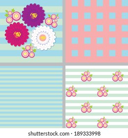 Set of vector floral patterns asters and daisies