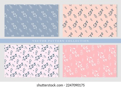 
Set of vector floral patterns for design, print, textile in pastel shades