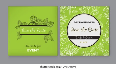 Set of vector floral Save the Date for events design