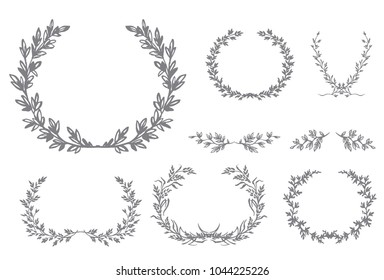 Set of vector floral scroll filigree design for wedding invitation and greeting card.