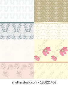 Set of vector floral seamless  wallpaper for design