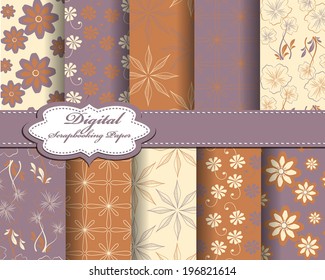 set of vector flower abstract pattern paper for scrapbook