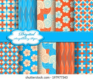 set of vector flower abstract pattern paper for scrapbook