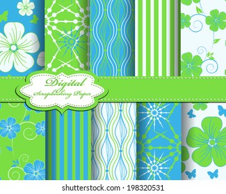 set of vector flower abstract pattern paper for scrapbook