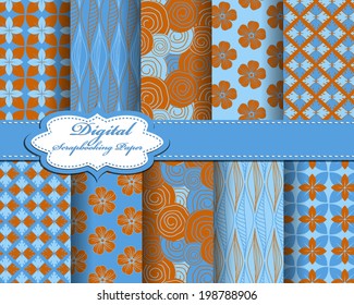 set of vector flower abstract pattern paper for scrapbook
