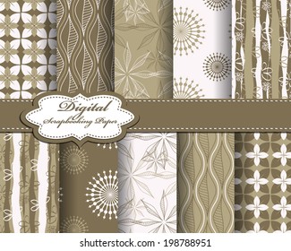 set of vector flower abstract pattern paper for scrapbook