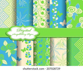 set of vector flower abstract pattern paper for scrapbook