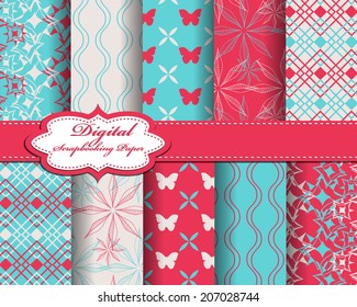 set of vector flower abstract pattern paper for scrapbook