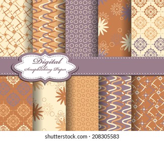 set of vector flower abstract pattern paper for scrapbook