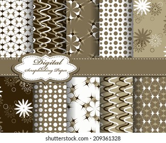 set of vector flower abstract pattern paper for scrapbook