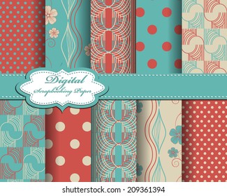 set of vector flower abstract pattern paper for scrapbook