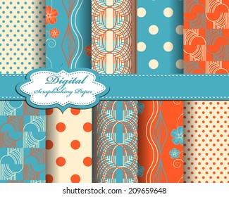 set of vector flower abstract pattern paper for scrapbook