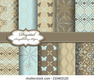 set of vector flower abstract pattern paper for scrapbook