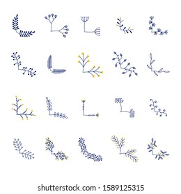 set of vector flower frame corners