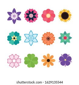 Set of vector flower icons