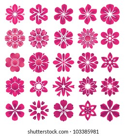 Set of vector flower icons and elements
