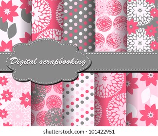 set of vector flower paper for scrapbook