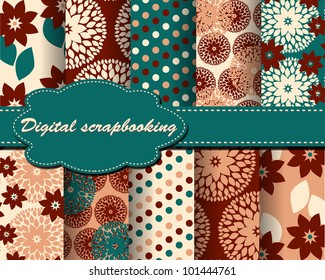 set of vector flower paper for scrapbook
