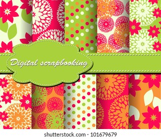 Set Of Vector Flower Paper For Scrapbook