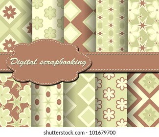 set of vector flower paper for scrapbook