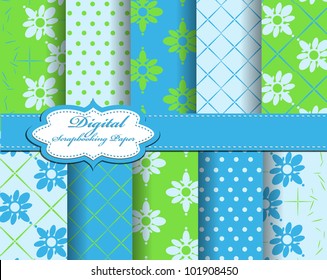 set of vector flower paper for scrapbook
