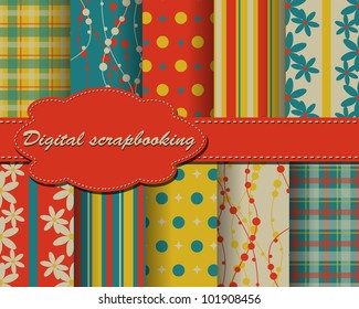 set of vector flower paper for scrapbook