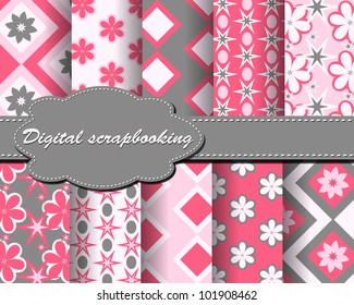 set of vector flower paper for scrapbook