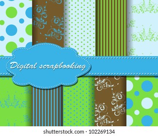 set of vector flower paper for scrapbook