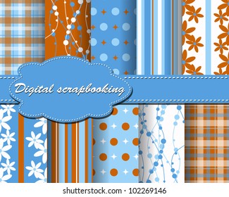 set of vector flower paper for scrapbook