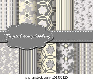 set of vector flower paper for scrapbook