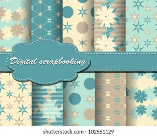 set of vector flower paper for scrapbook