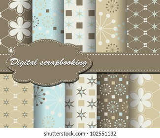 set of vector flower paper for scrapbook