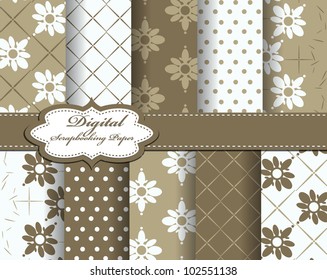 set of vector flower paper for scrapbook