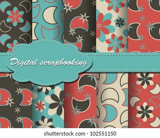 set of vector flower paper for scrapbook