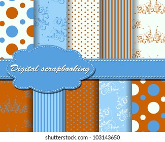 set of vector flower paper for scrapbook
