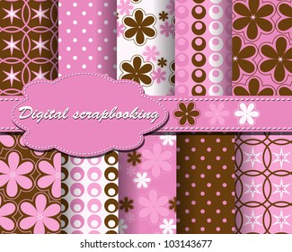 set of vector flower paper for scrapbook