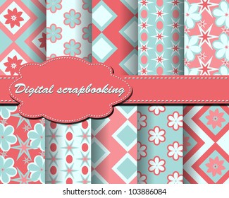 set of vector flower paper for scrapbook