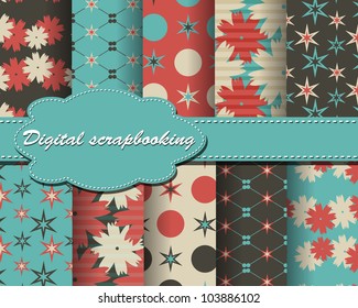 set of vector flower paper for scrapbook