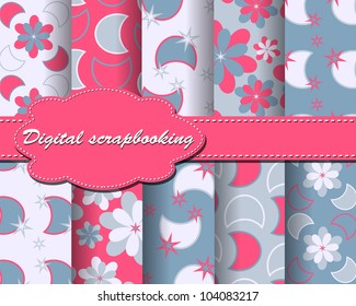 set of vector flower paper for scrapbook