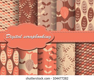 set of vector flower paper for scrapbook