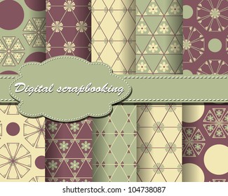 set of vector flower paper for scrapbook