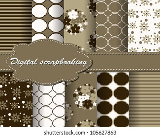 set of vector flower paper for scrapbook