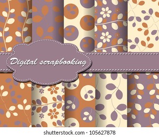 set of vector flower paper for scrapbook