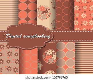 set of vector flower paper for scrapbook