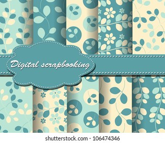 set of vector flower paper for scrapbook