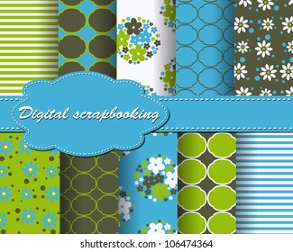 set of vector flower paper for scrapbook