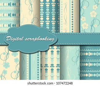 set of vector flower paper for scrapbook