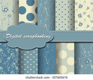 Set Of Vector Flower Paper For Scrapbook