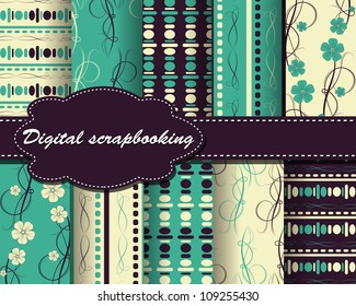 set of vector flower paper for scrapbook